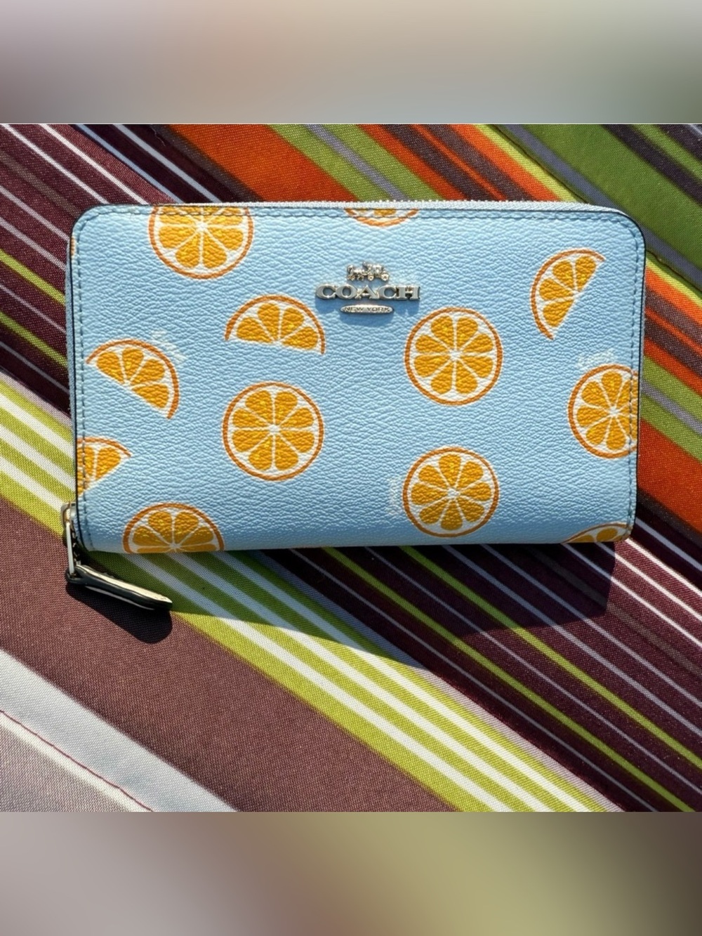 Coach orange slice zip around bifold wallet 🍊